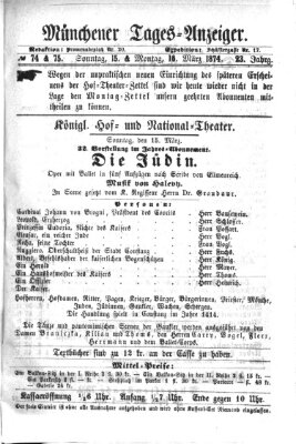 Münchener Tages-Anzeiger Montag 16. März 1874