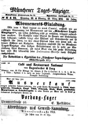 Münchener Tages-Anzeiger Montag 23. März 1874