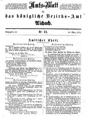 Amtsblatt für das Bezirksamt und Amtsgericht Aichach Sonntag 29. März 1874
