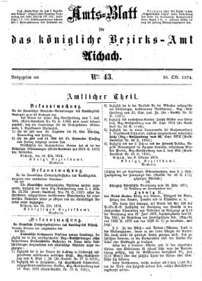 Amtsblatt für das Bezirksamt und Amtsgericht Aichach Sonntag 25. Oktober 1874