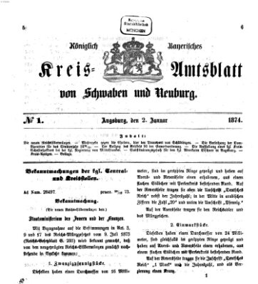 Königlich Bayerisches Kreis-Amtsblatt von Schwaben und Neuburg Freitag 2. Januar 1874