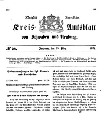 Königlich Bayerisches Kreis-Amtsblatt von Schwaben und Neuburg Mittwoch 25. März 1874