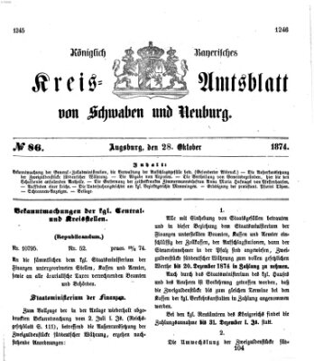 Königlich Bayerisches Kreis-Amtsblatt von Schwaben und Neuburg Mittwoch 28. Oktober 1874