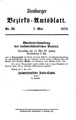 Neuburger Bezirks-Amtsblatt Donnerstag 7. Mai 1874