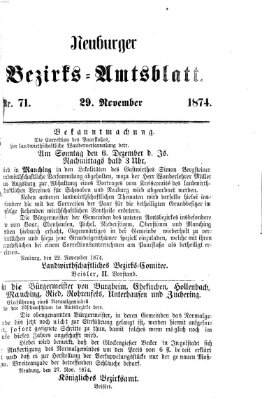 Neuburger Bezirks-Amtsblatt Sonntag 29. November 1874