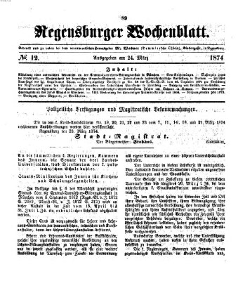 Regensburger Wochenblatt Dienstag 24. März 1874