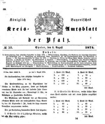 Königlich-bayerisches Kreis-Amtsblatt der Pfalz (Königlich bayerisches Amts- und Intelligenzblatt für die Pfalz) Samstag 8. August 1874