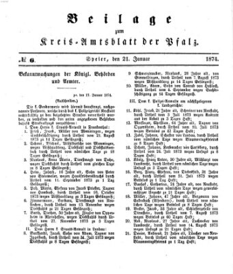 Königlich-bayerisches Kreis-Amtsblatt der Pfalz (Königlich bayerisches Amts- und Intelligenzblatt für die Pfalz) Mittwoch 21. Januar 1874
