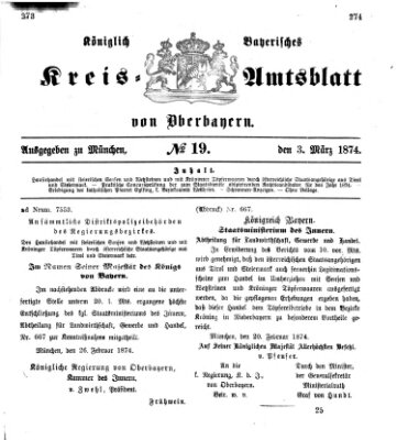 Königlich-bayerisches Kreis-Amtsblatt von Oberbayern (Münchner Intelligenzblatt) Dienstag 3. März 1874