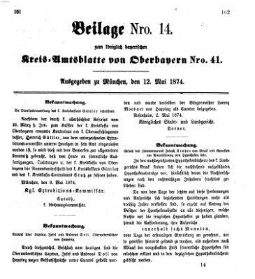 Königlich-bayerisches Kreis-Amtsblatt von Oberbayern (Münchner Intelligenzblatt) Dienstag 12. Mai 1874