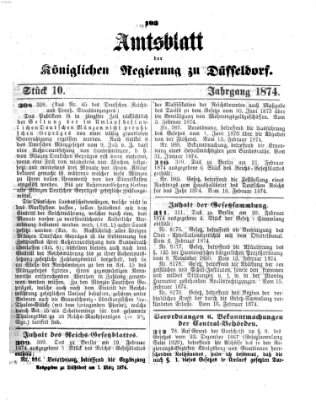 Amtsblatt für den Regierungsbezirk Düsseldorf Samstag 7. März 1874