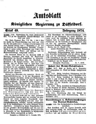 Amtsblatt für den Regierungsbezirk Düsseldorf Samstag 21. November 1874