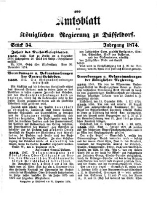 Amtsblatt für den Regierungsbezirk Düsseldorf Samstag 19. Dezember 1874