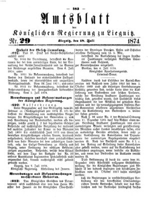 Amts-Blatt der Preußischen Regierung zu Liegnitz Samstag 18. Juli 1874