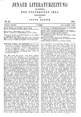 Jenaer Literaturzeitung Samstag 8. August 1874