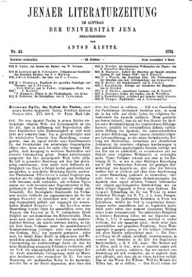 Jenaer Literaturzeitung Samstag 24. Oktober 1874