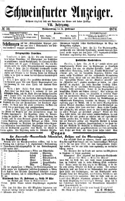 Schweinfurter Anzeiger Donnerstag 5. Februar 1874