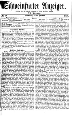 Schweinfurter Anzeiger Donnerstag 26. Februar 1874