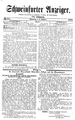 Schweinfurter Anzeiger Samstag 3. Oktober 1874