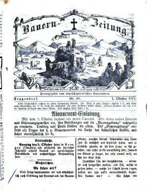 Bauern-Zeitung Donnerstag 1. Oktober 1874