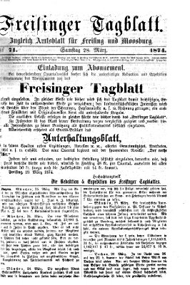 Freisinger Tagblatt (Freisinger Wochenblatt) Samstag 28. März 1874