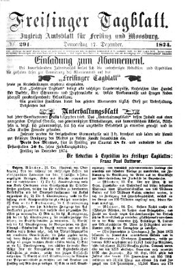 Freisinger Tagblatt (Freisinger Wochenblatt) Donnerstag 17. Dezember 1874