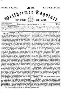 Weilheimer Tagblatt für Stadt und Land Freitag 15. Mai 1874