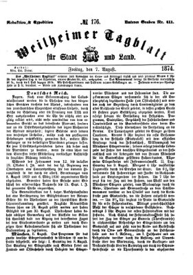 Weilheimer Tagblatt für Stadt und Land Freitag 7. August 1874