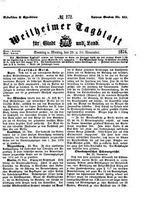 Weilheimer Tagblatt für Stadt und Land Sonntag 29. November 1874