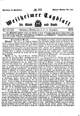 Weilheimer Tagblatt für Stadt und Land Montag 14. Dezember 1874