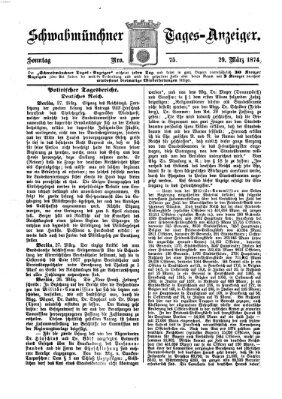 Schwabmünchner Tages-Anzeiger Sonntag 29. März 1874