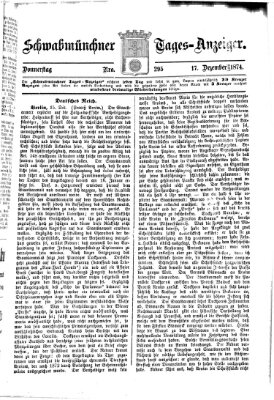 Schwabmünchner Tages-Anzeiger Donnerstag 17. Dezember 1874