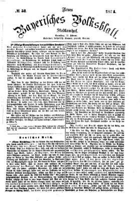 Neues bayerisches Volksblatt Samstag 21. Februar 1874