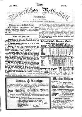 Neues bayerisches Volksblatt Montag 28. September 1874