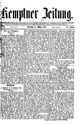 Kemptner Zeitung Dienstag 17. März 1874