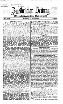 Zweibrücker Zeitung (Zweibrücker Wochenblatt) Sonntag 29. November 1874