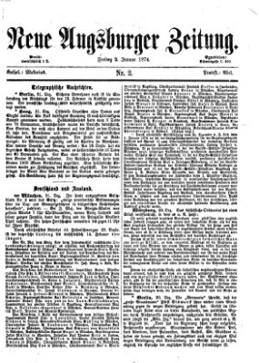 Neue Augsburger Zeitung Freitag 2. Januar 1874