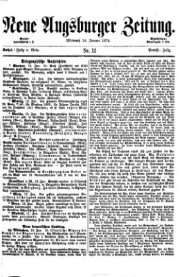 Neue Augsburger Zeitung Mittwoch 14. Januar 1874
