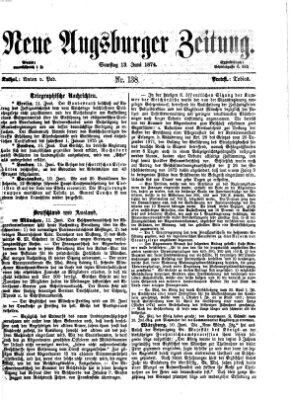 Neue Augsburger Zeitung Samstag 13. Juni 1874