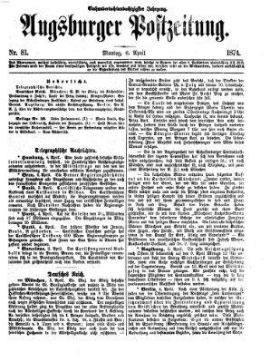 Augsburger Postzeitung Montag 6. April 1874