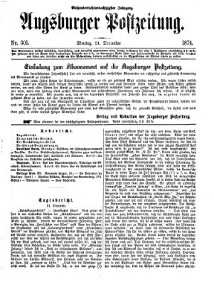 Augsburger Postzeitung Montag 21. Dezember 1874