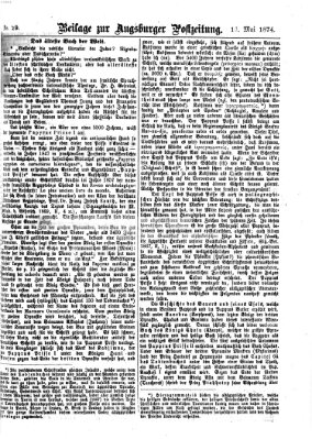 Augsburger Postzeitung Mittwoch 13. Mai 1874