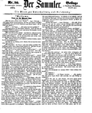Der Sammler (Augsburger Abendzeitung) Samstag 27. Juni 1874
