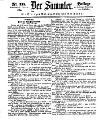 Der Sammler (Augsburger Abendzeitung) Donnerstag 15. Oktober 1874