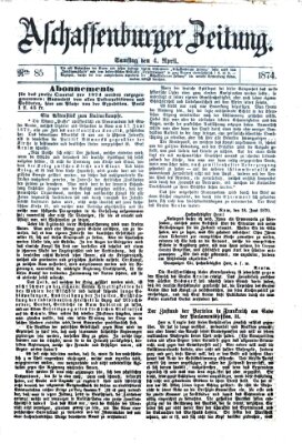 Aschaffenburger Zeitung Samstag 4. April 1874