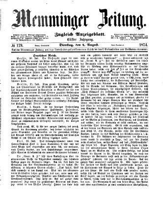 Memminger Zeitung Dienstag 4. August 1874