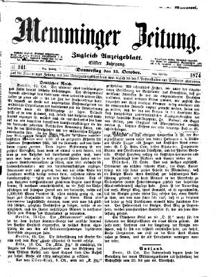 Memminger Zeitung Donnerstag 15. Oktober 1874
