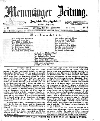 Memminger Zeitung Freitag 25. Dezember 1874