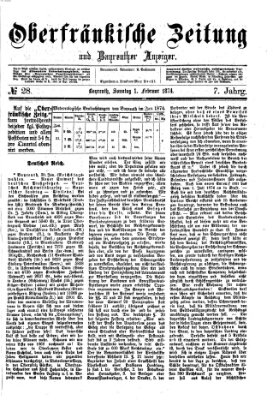 Oberfränkische Zeitung und Bayreuther Anzeiger (Bayreuther Anzeiger) Sonntag 1. Februar 1874