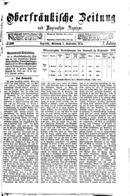 Oberfränkische Zeitung und Bayreuther Anzeiger (Bayreuther Anzeiger) Mittwoch 2. September 1874
